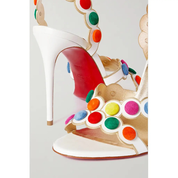 Christian Louboutin Smartissima 100 White Mult Ankle Strap Sandal Heel Pump 38.5 - Picture 3 of 11